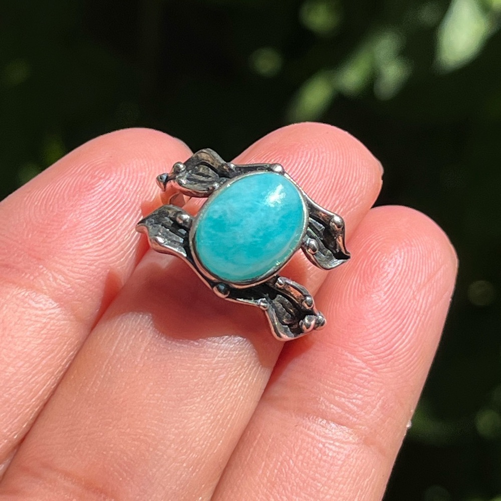 Sterling silver 925 stamped adjustable Amazonite ring 2356
